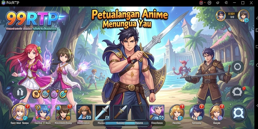 Tampilan gameplay menarik dengan karakter anime ikonik.
