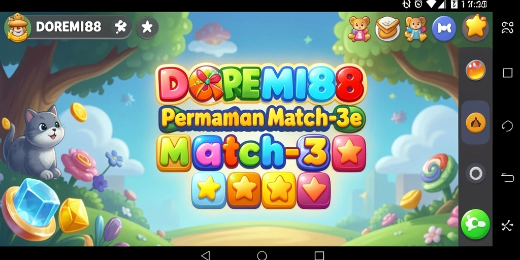 Screenshot DOREMI88 menampilkan aksi seru gameplay Match-3.