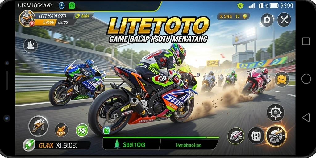 Tampilan gameplay LITETOTO yang mendebarkan saat balapan motor.