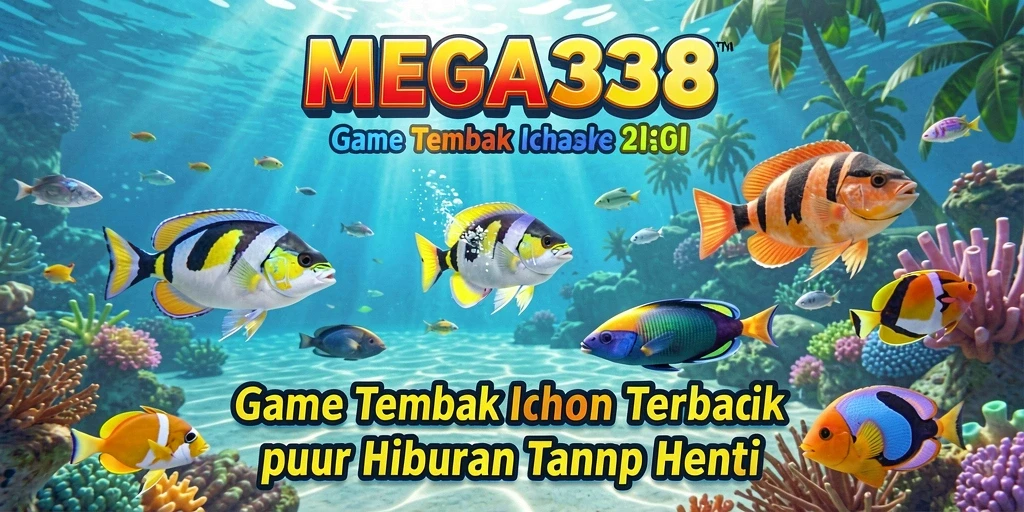 Gameplay seru di MEGA338 dengan menembak ikan berwarna-warni.