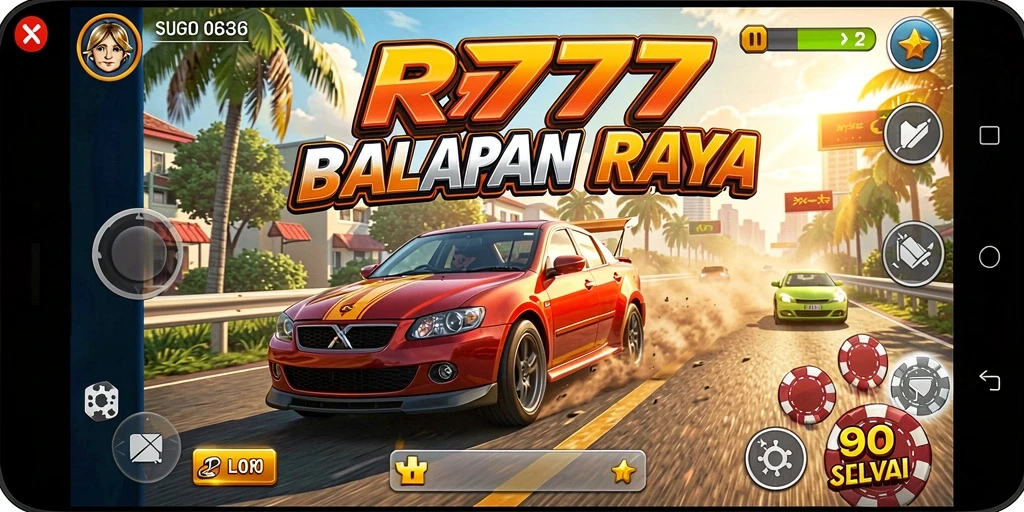 Tampilan gameplay RR777 yang seru dan mendebarkan saat balapan.