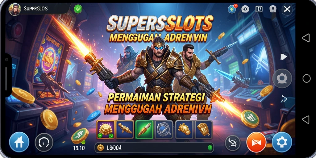 Screenshot gameplay SUPERSLOTS menampilkan aksi strategi seru dan mendebarkan.
