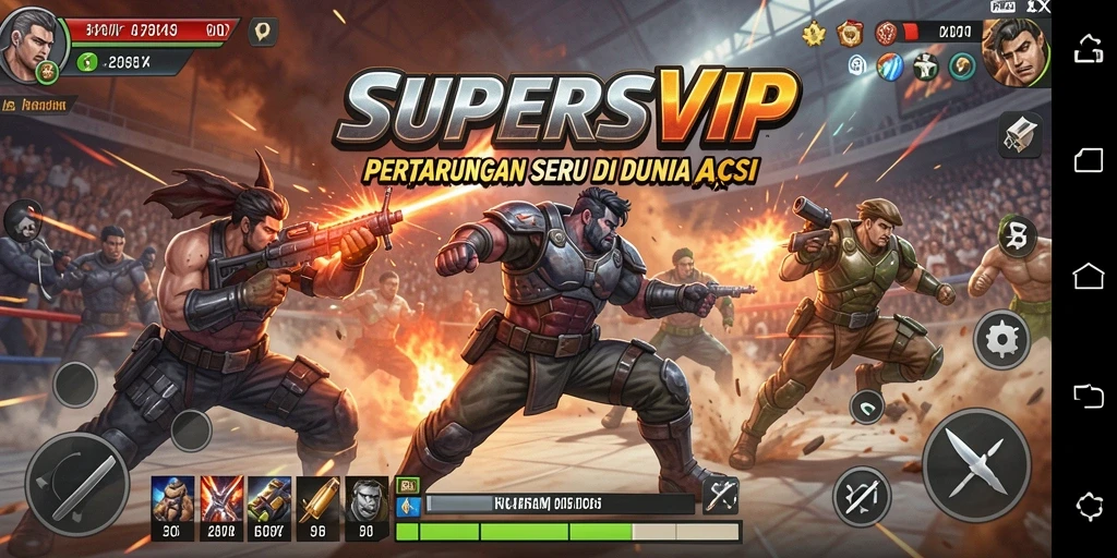 Tampilan gameplay SUPERSVIP yang penuh aksi dan menegangkan.