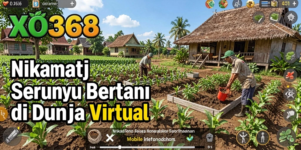 Screenshot gameplay XO368 menampilkan aktivitas bertani dan merawat hewan.